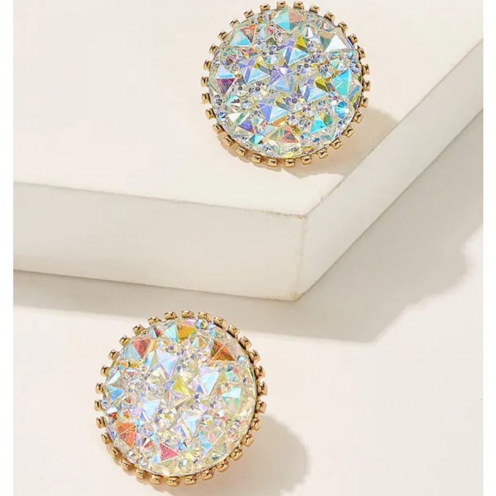 Round Crystal Statement Earrings - image 6